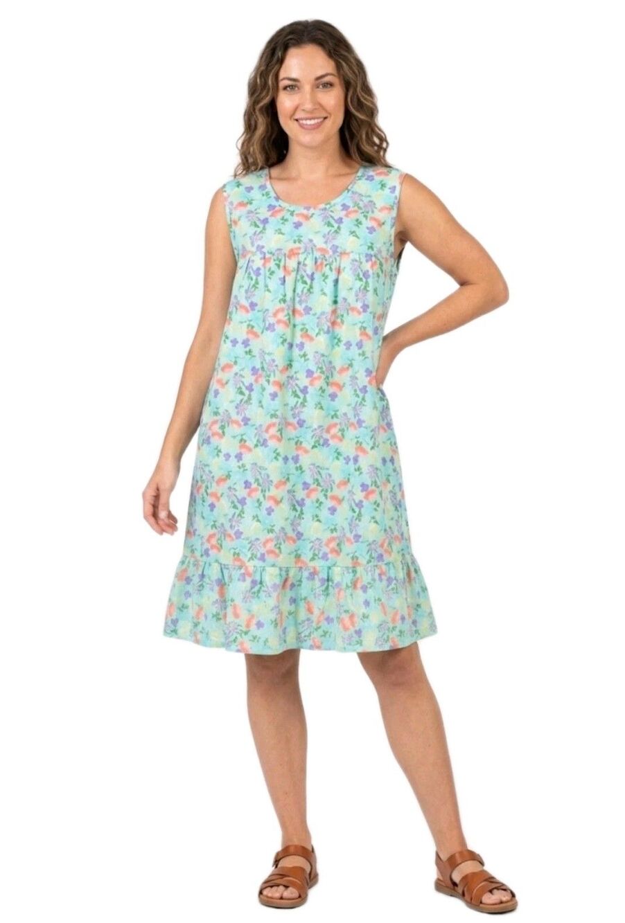 Anthony Richards VTG Mint Floral Woven Mumu Patio Dress Sleeveless Women's XL
